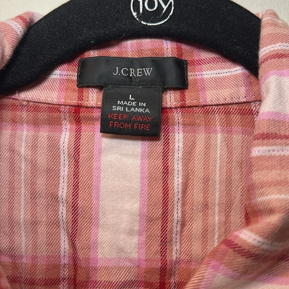 💛J. Crew Women’s Flannel Long Sleeve Pajama Top in Blush Tartan Sz L BD198 - Picture 2 of 6
